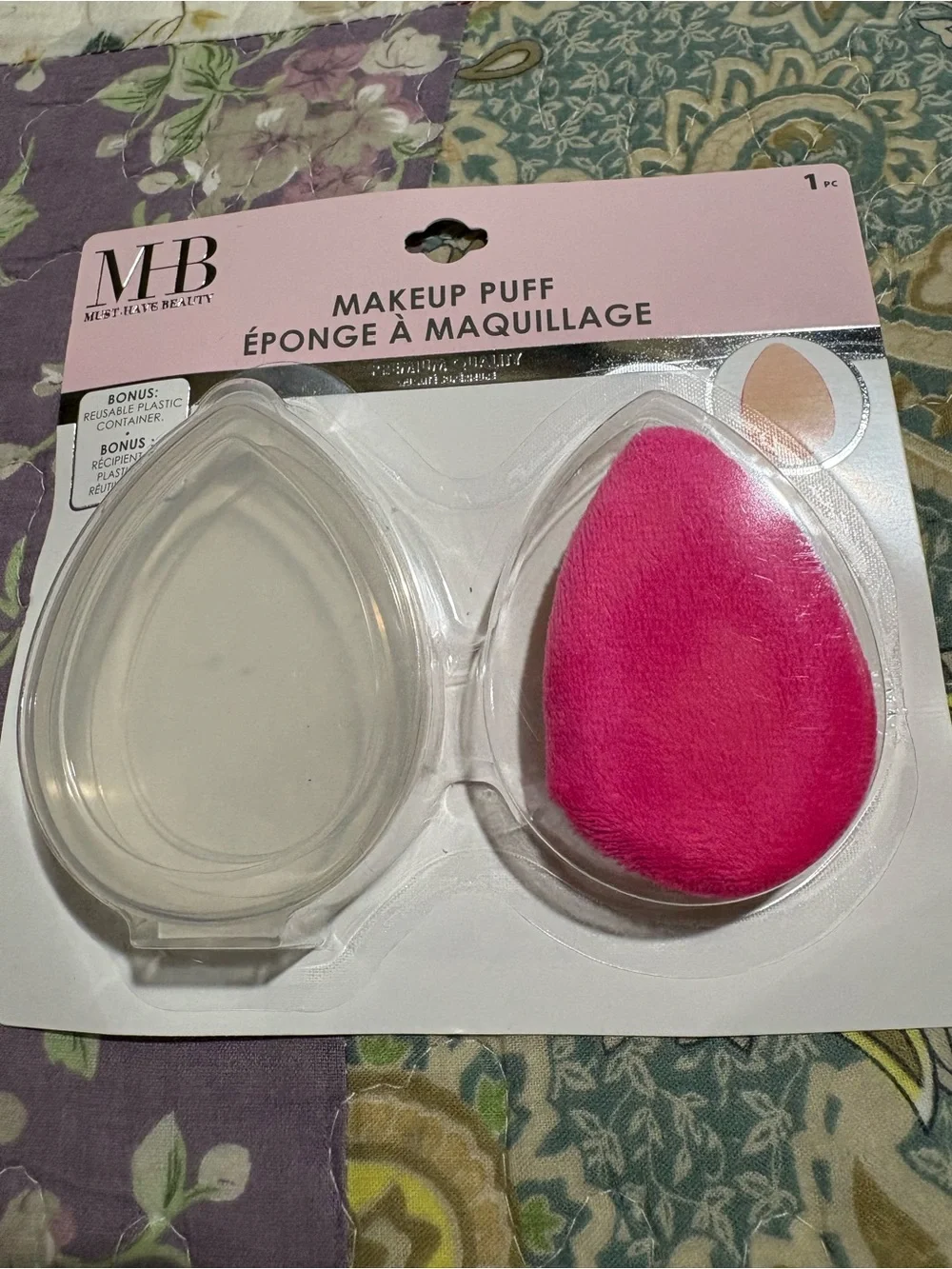 Makeup Puff - Hot Pink Blending Sponge with Reusable Case